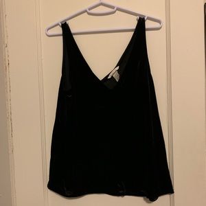 Black velvet v neck tank